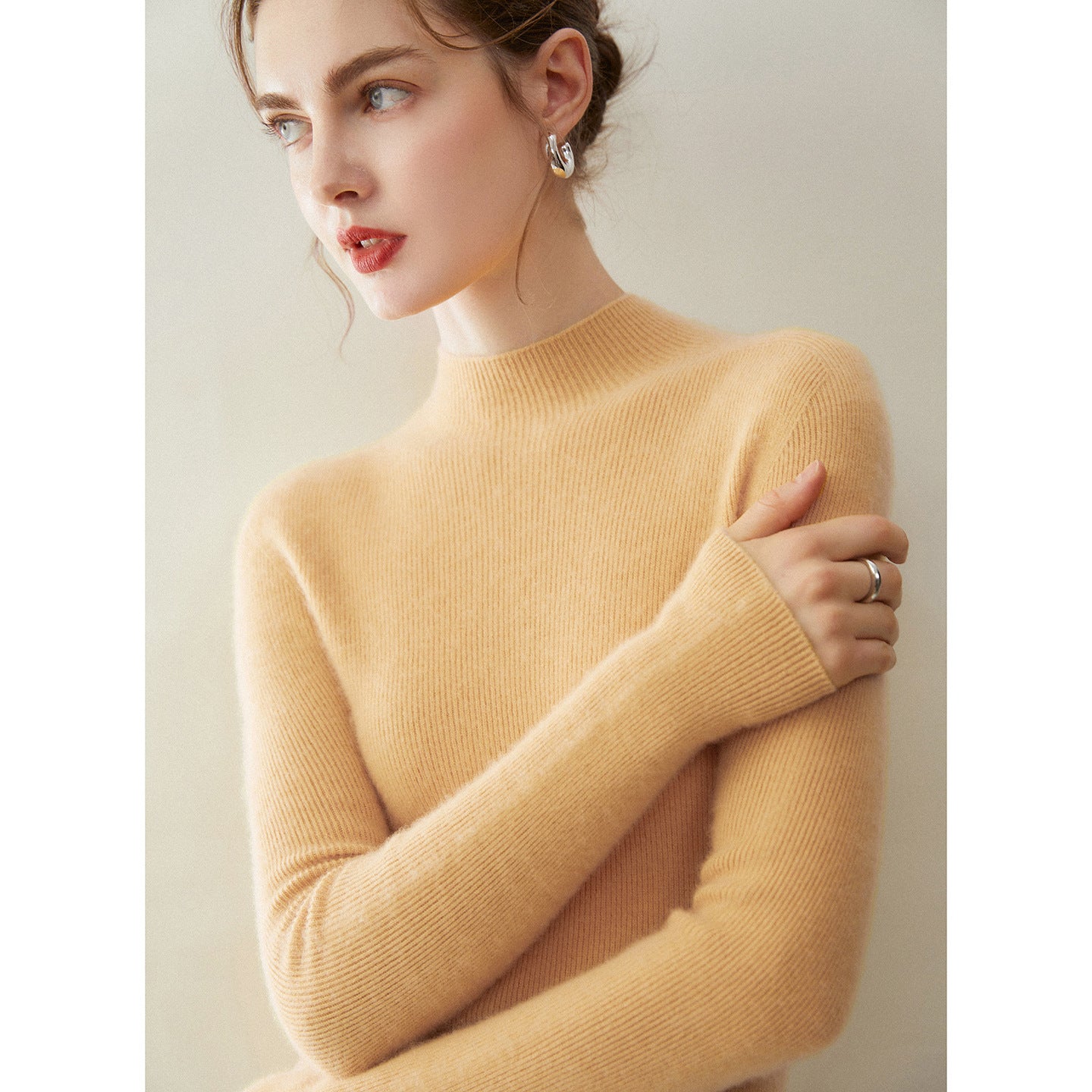 Premium 100% Cashmere Half-Turtleneck Women’s Sweater - Sainiya Eco Wear