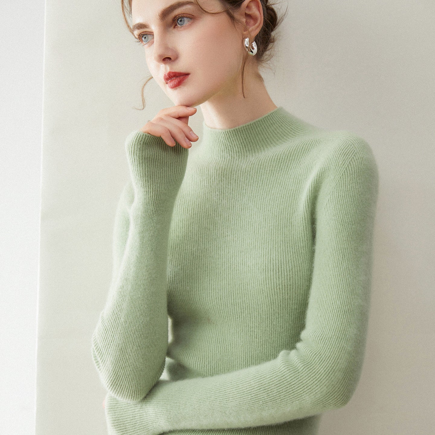 Premium 100% Cashmere Half-Turtleneck Women’s Sweater - Sainiya Eco Wear