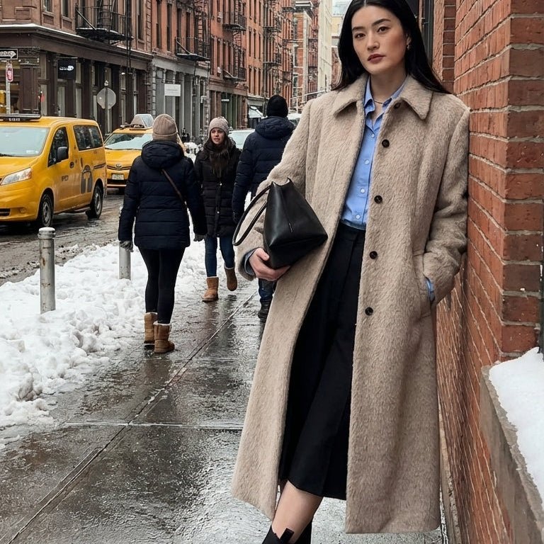 suri alpaca long wool coat women