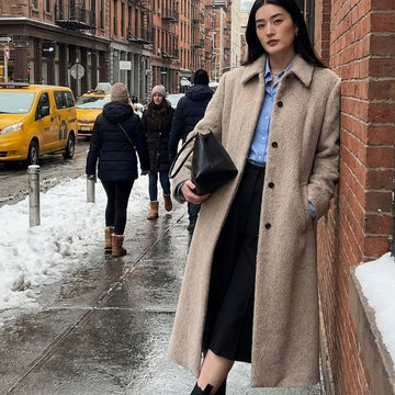 suri alpaca long wool coat women