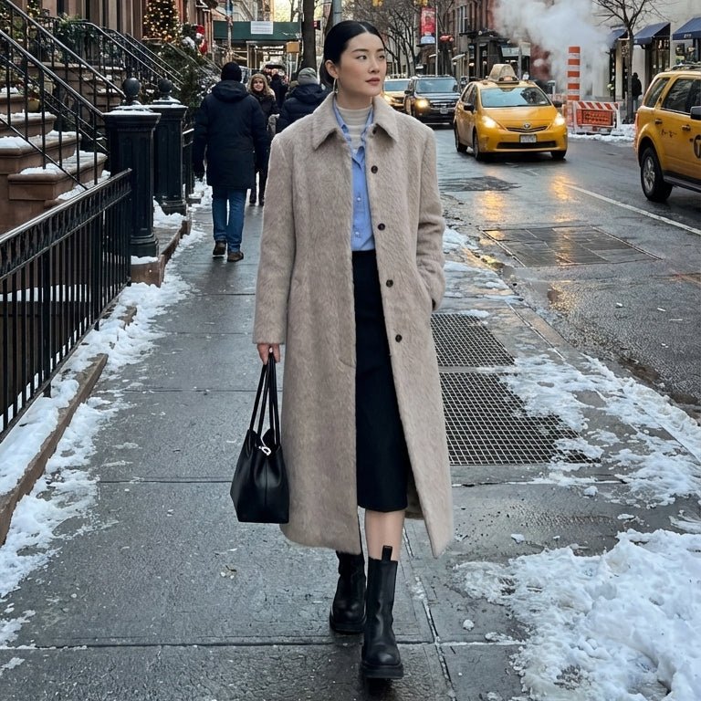 suri alpaca long wool coat women