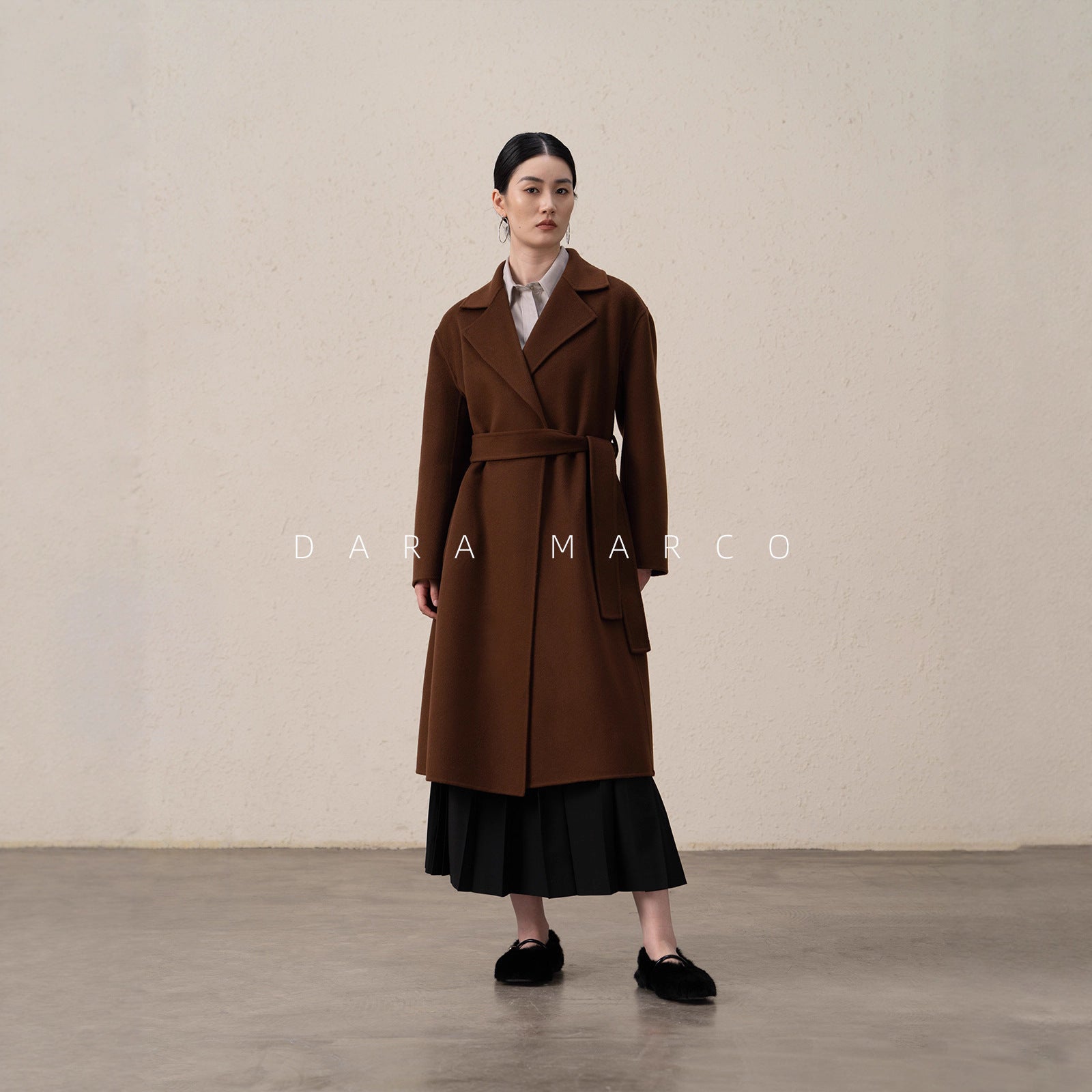 cashmere wool double-sided long coat
