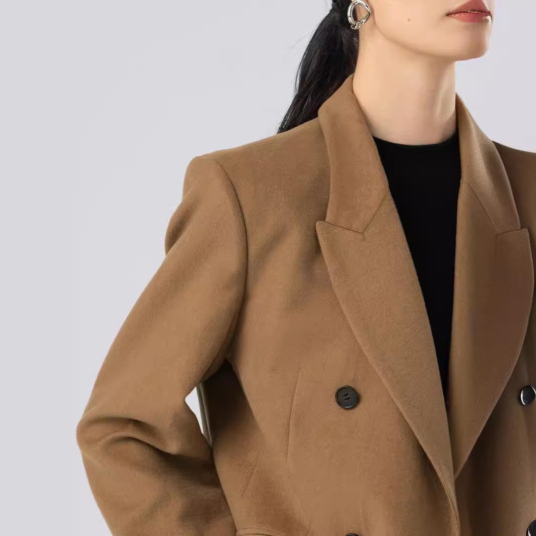 women double breasted wool blazer