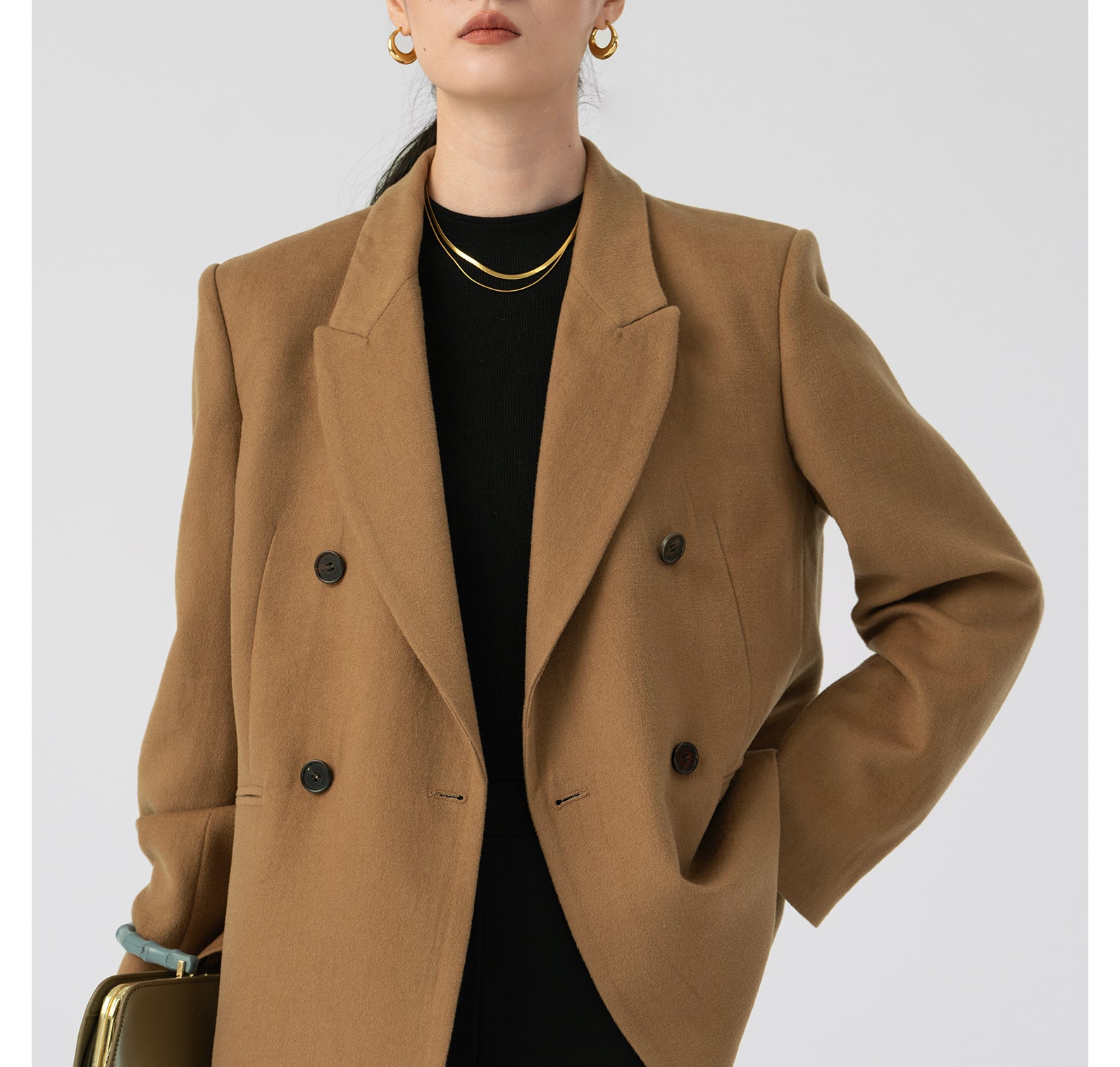 women double breasted wool blazer