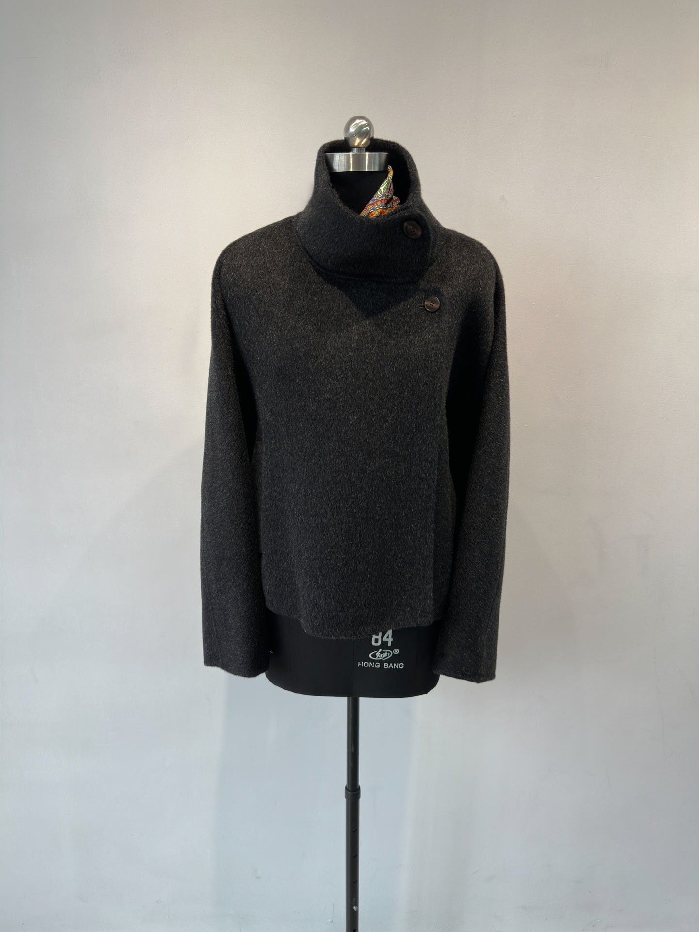 Premium Wool Coat – French Short Cigarette Collar One-Button Jacket - Sainiya Eco Wear