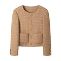 Premium Wool Tweed Short Coat – French Round-Neck Single-Breasted Jacket - Sainiya Eco Wear