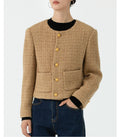 Premium Wool Tweed Short Coat – French Round-Neck Single-Breasted Jacket - Sainiya Eco Wear
