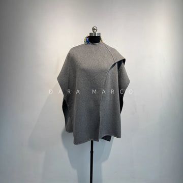 reversible wool cape coat for women