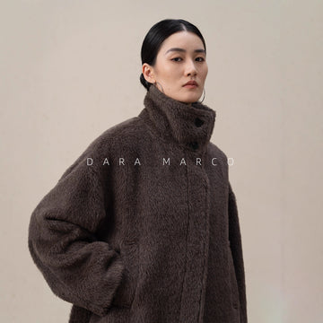 Suri Alpaca Wool Short Coat for Women | Lightweight Luxury Winter Warmth - Sainiya Eco Wear