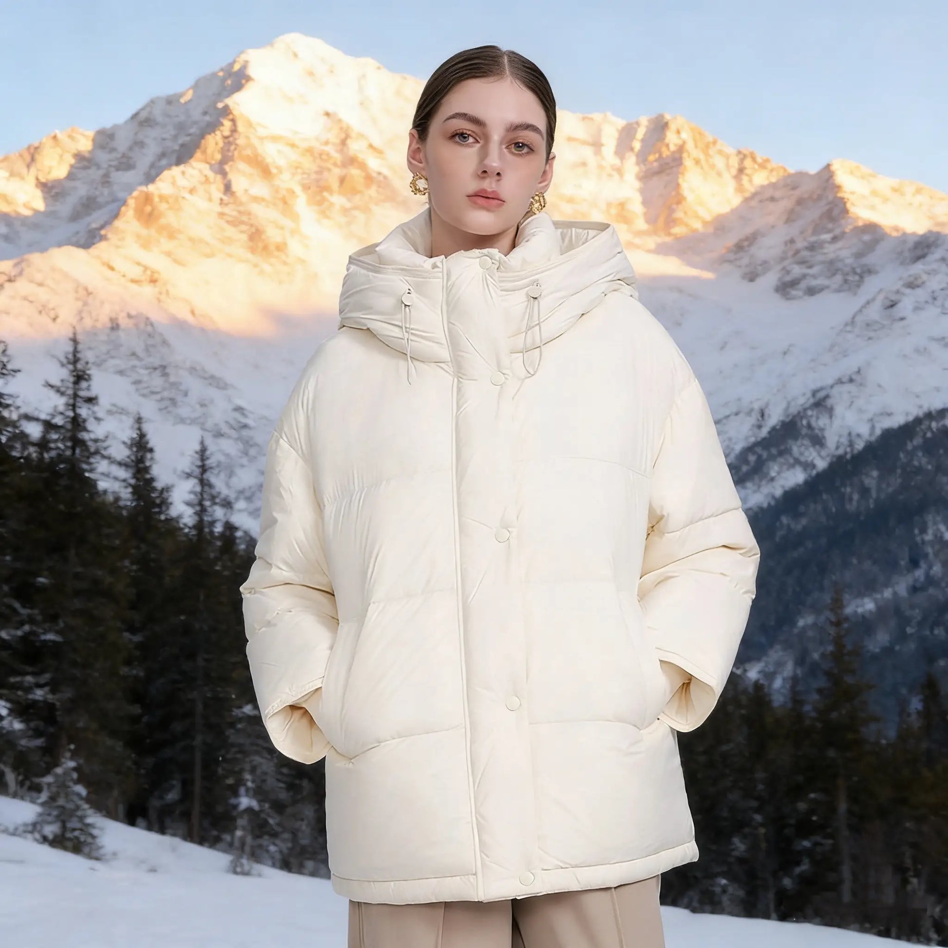 White duck down Hoode Jacket