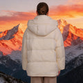 White Duck Down Jacket – Clean Winter Hoodie with Soft Structure - Sainiya Eco Wear