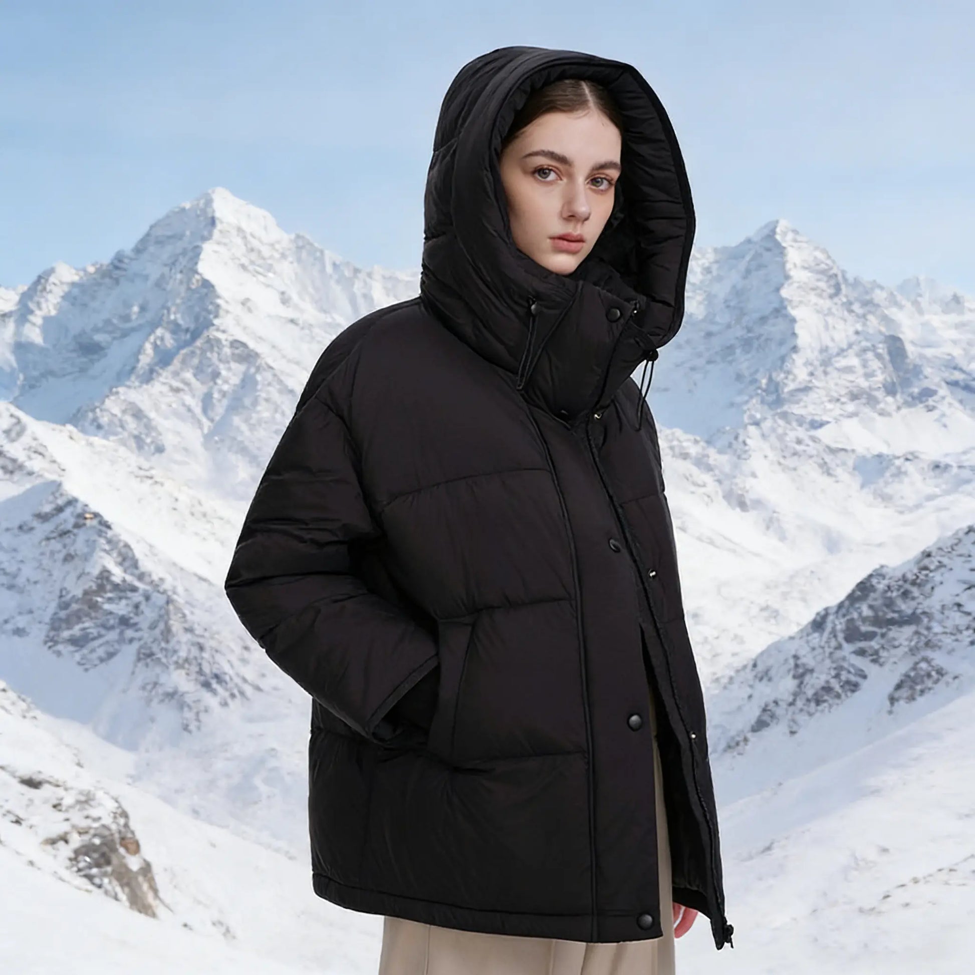 White duck down Hoode Jacket
