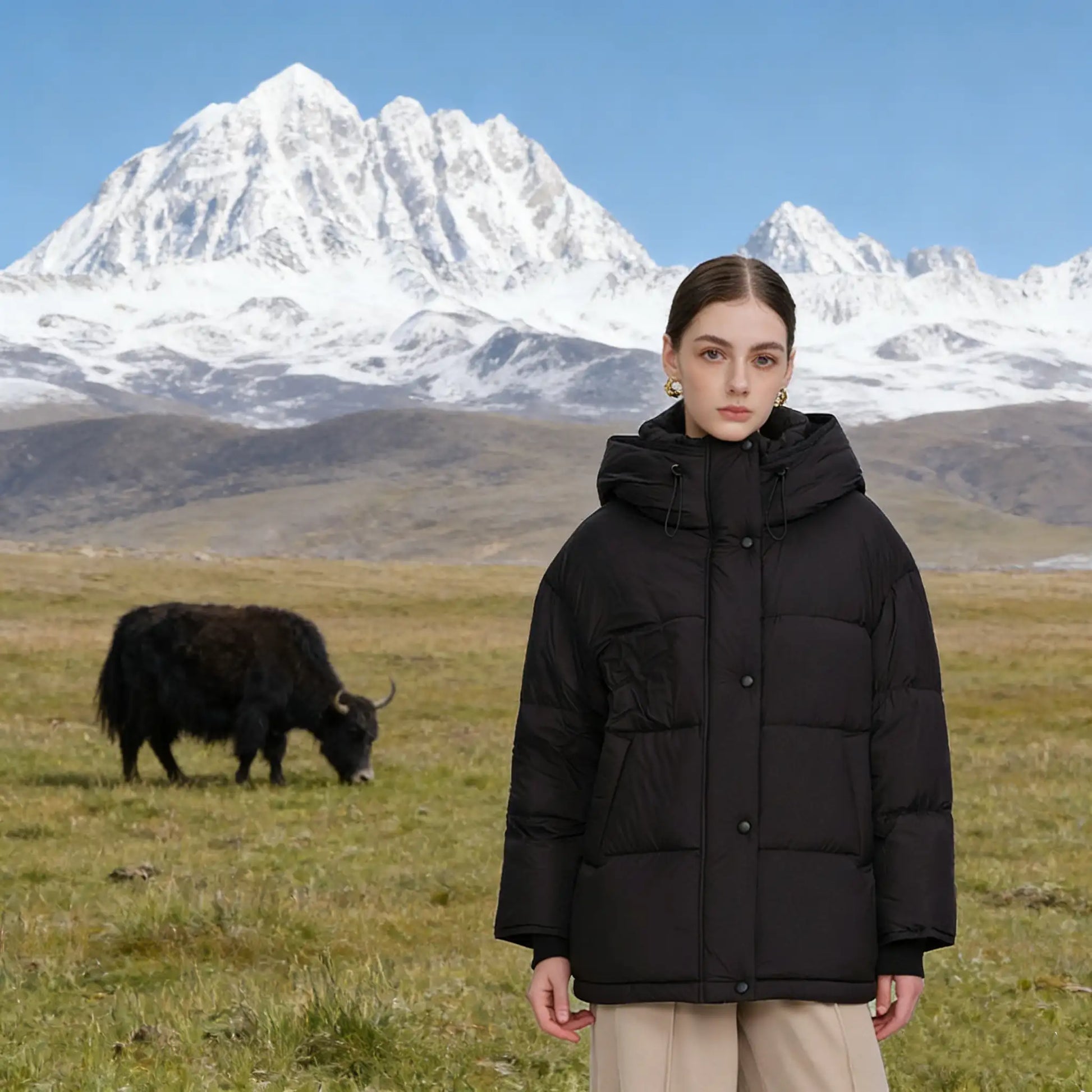 White duck down Hoode Jacket