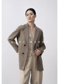 Women Double-Breasted Wool Coat | Mid-Length Handmade Autumn Winter - Sainiya Eco Wear