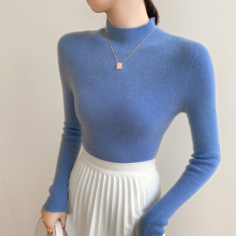 Women Half Turtleneck Cashmere Sweater | Slim Fit Lightweight Knit - Sainiya Eco Wear