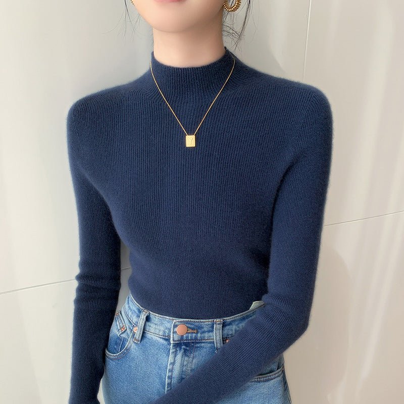 Women Half Turtleneck Cashmere Sweater | Slim Fit Lightweight Knit - Sainiya Eco Wear