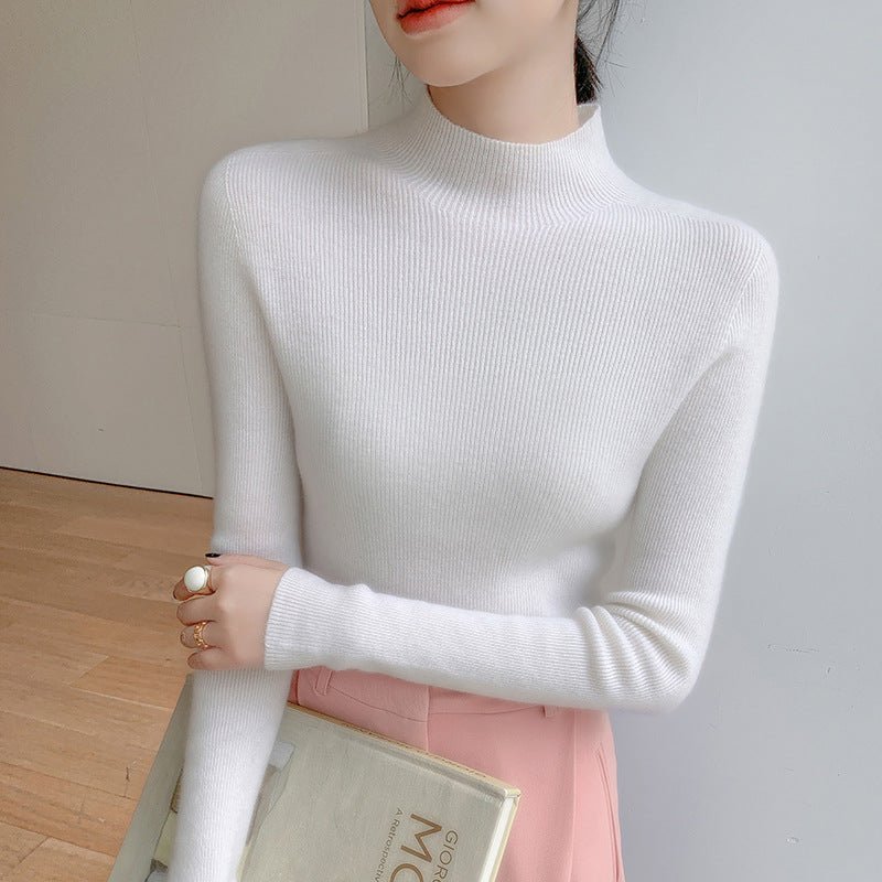 Women Half Turtleneck Cashmere Sweater | Slim Fit Lightweight Knit - Sainiya Eco Wear