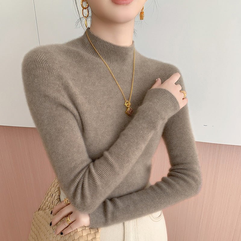 Women Half Turtleneck Cashmere Sweater | Slim Fit Lightweight Knit - Sainiya Eco Wear