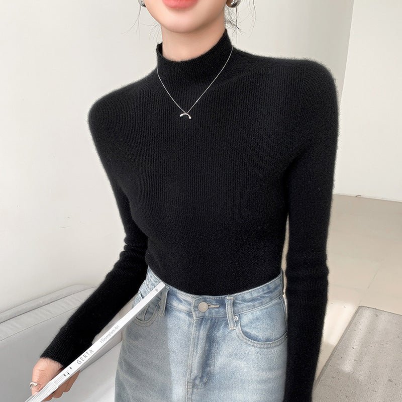 Women Half Turtleneck Cashmere Sweater | Slim Fit Lightweight Knit - Sainiya Eco Wear