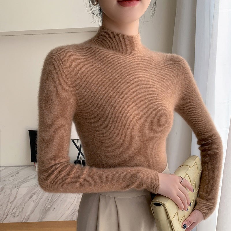 Women Half Turtleneck Cashmere Sweater | Slim Fit Lightweight Knit - Sainiya Eco Wear