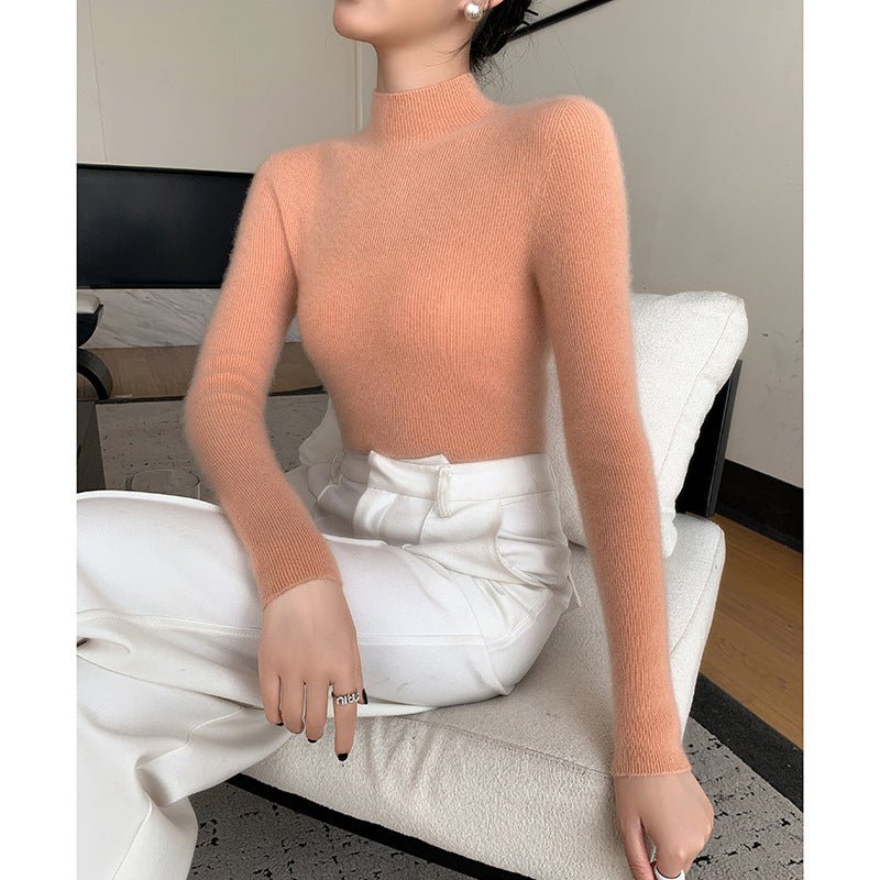 Women Half Turtleneck Cashmere Sweater | Slim Fit Lightweight Knit - Sainiya Eco Wear