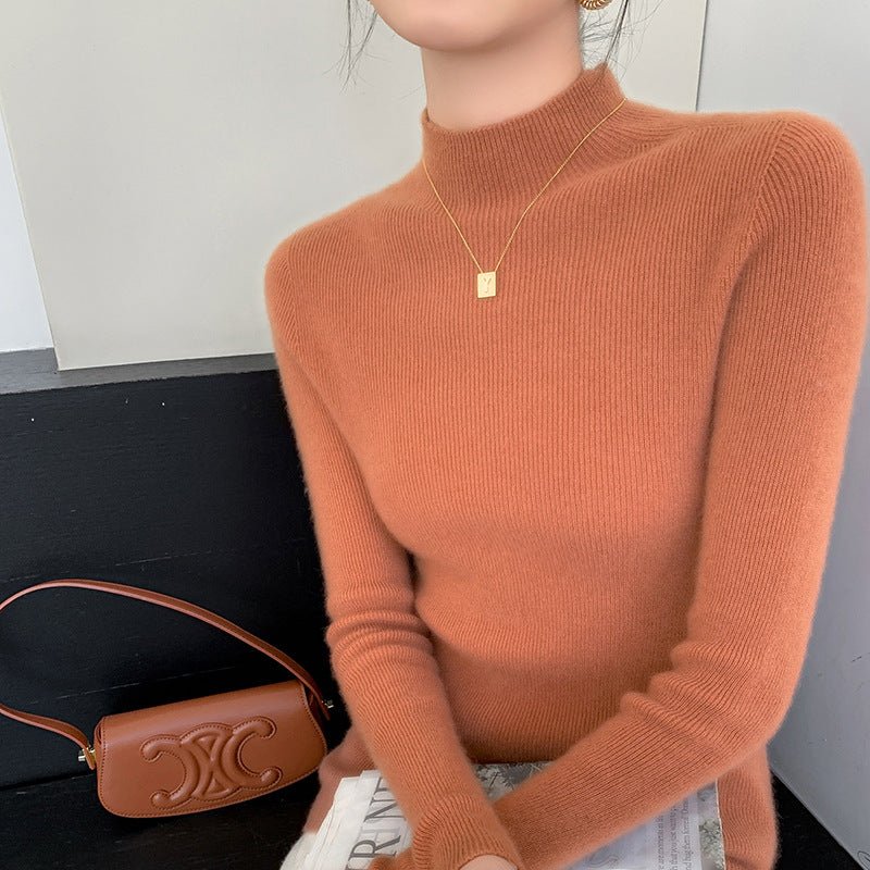 Women Half Turtleneck Cashmere Sweater | Slim Fit Lightweight Knit - Sainiya Eco Wear