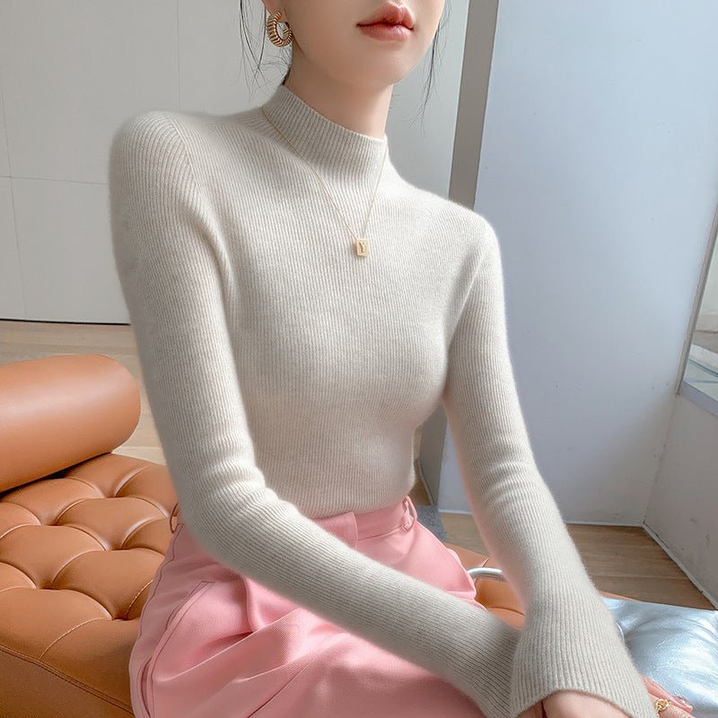 Women Half Turtleneck Cashmere Sweater | Slim Fit Lightweight Knit - Sainiya Eco Wear