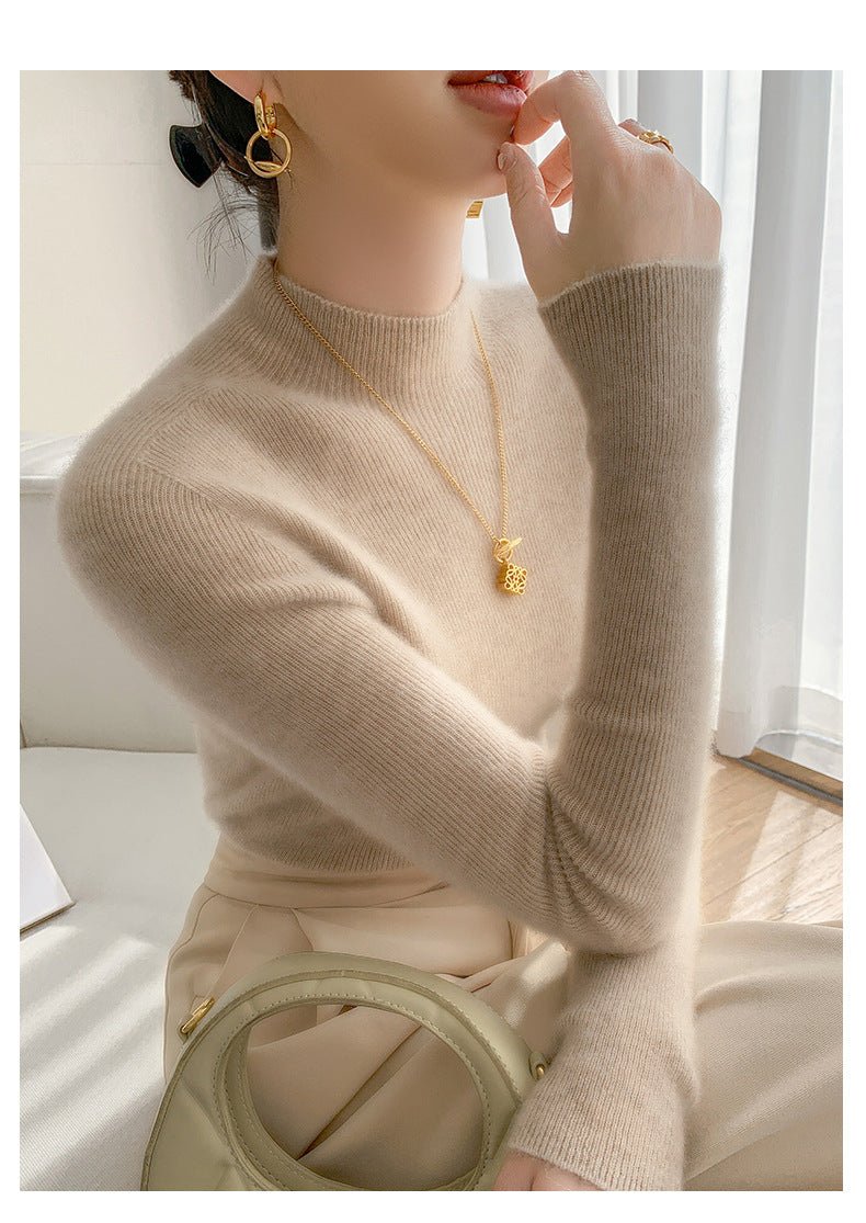 Women Half Turtleneck Cashmere Sweater | Slim Fit Lightweight Knit - Sainiya Eco Wear