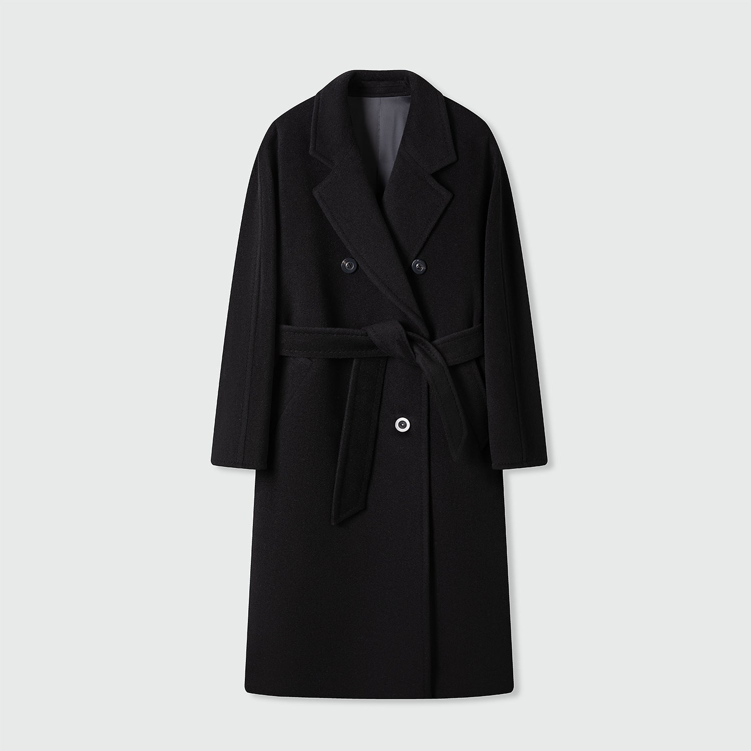 Women Long Cashmere Wool Coat | Double-Breasted Cocoon Winter Style - Sainiya Eco Wear
