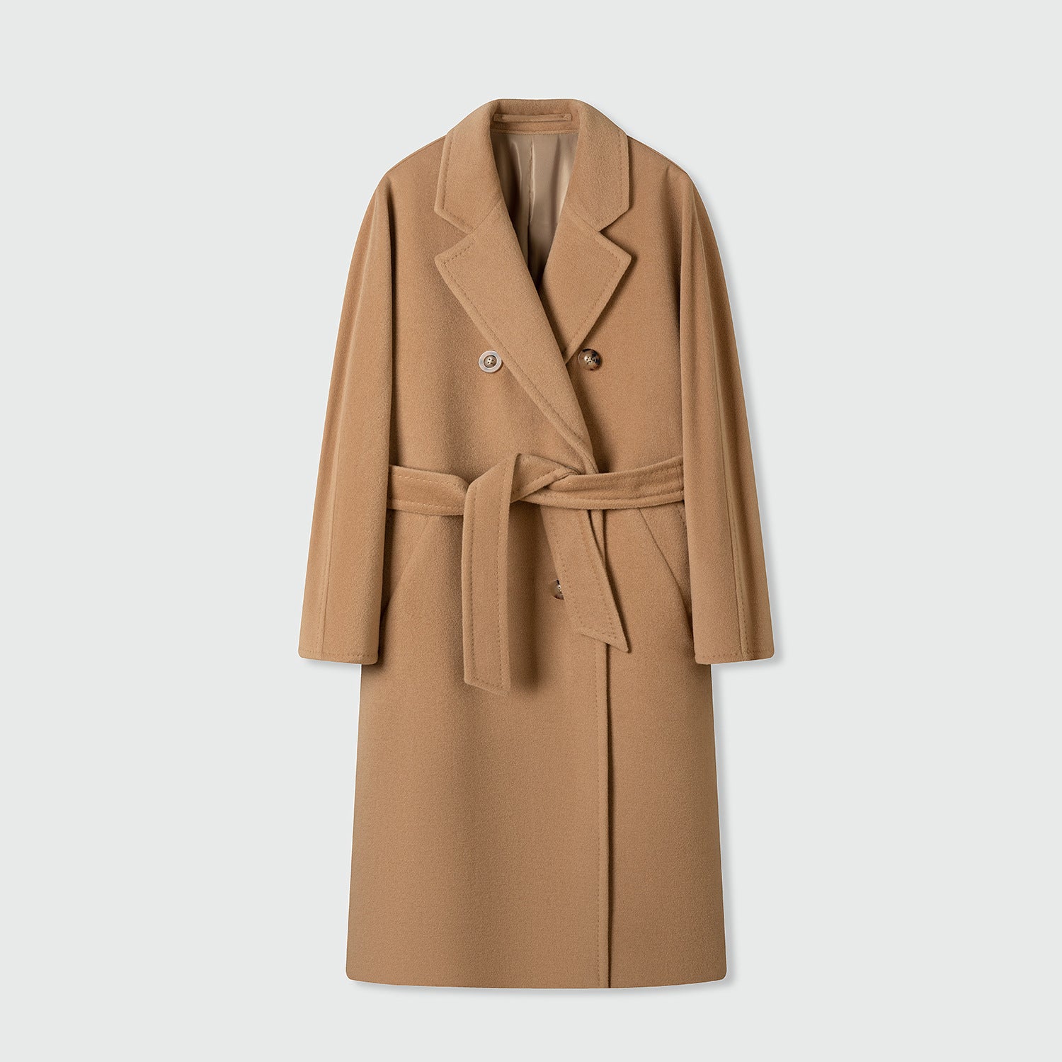 Women Long Cashmere Wool Coat | Double-Breasted Cocoon Winter Style - Sainiya Eco Wear