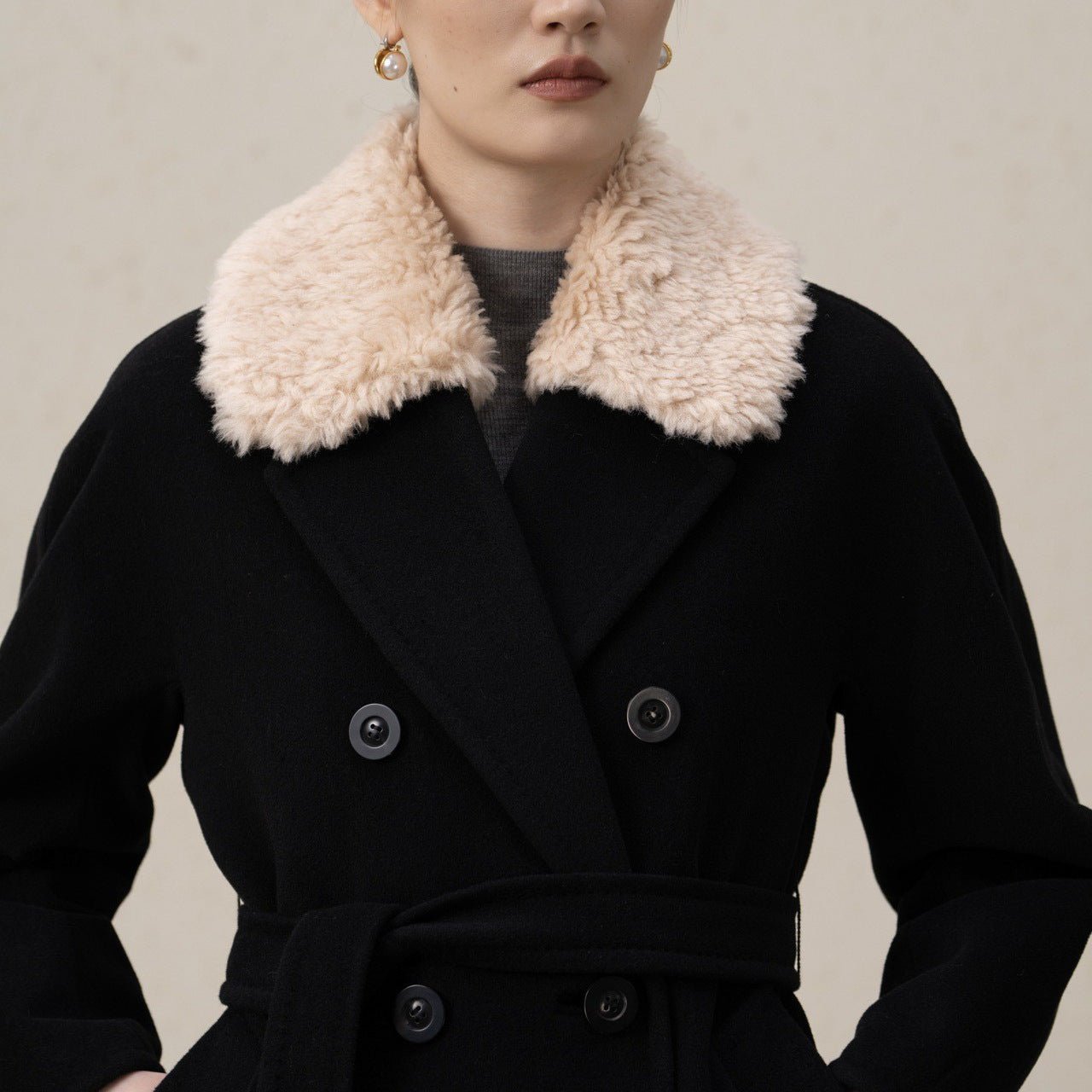 Women Long Cashmere Wool Coat | Double-Breasted Cocoon Winter Style - Sainiya Eco Wear