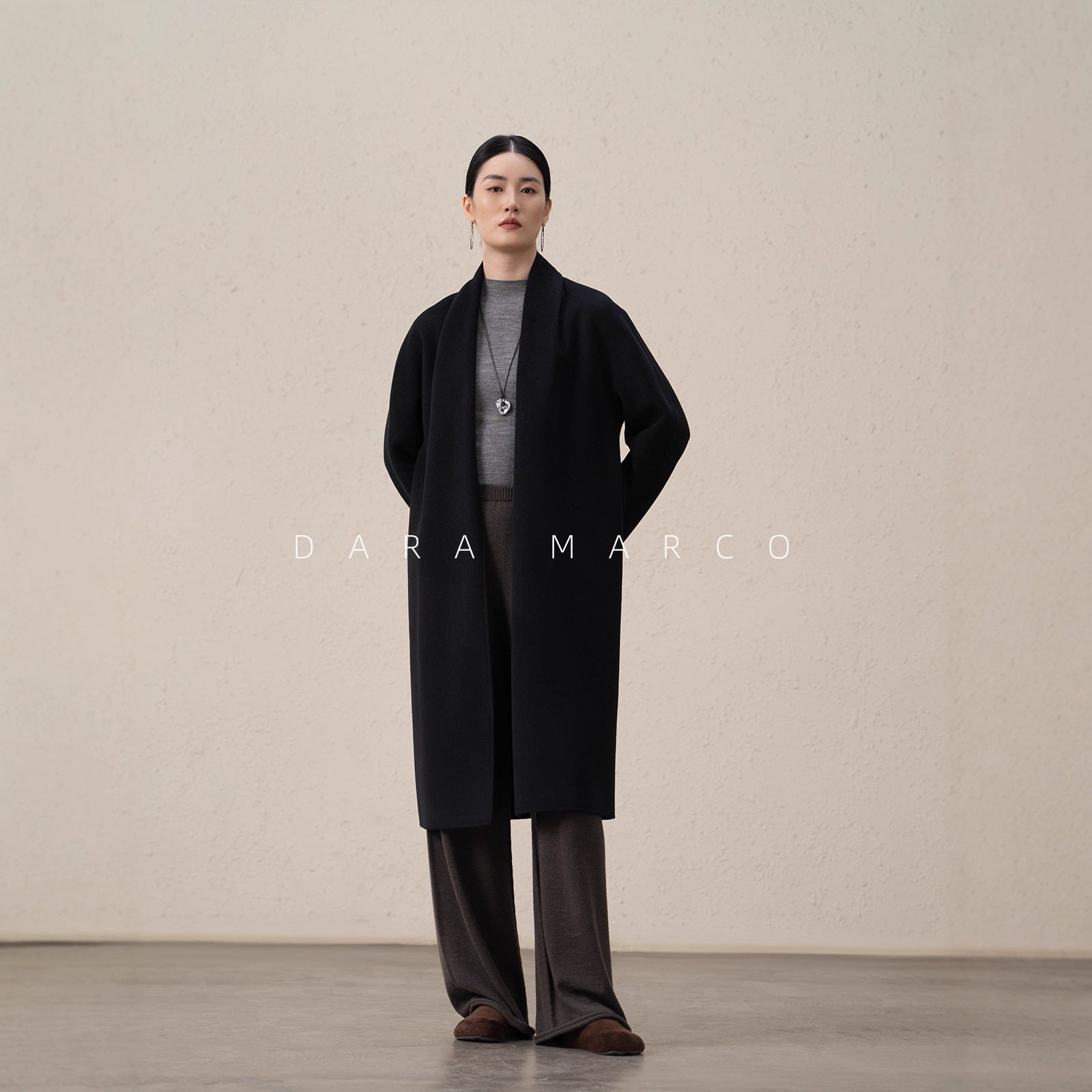 Women Long Double-Sided Cashmere Coat | Relaxed Robe Style Winter - Sainiya Eco Wear