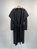 Women Long Double-Sided Wool Coat with Tie Waist for Autumn Winter - Sainiya Eco Wear