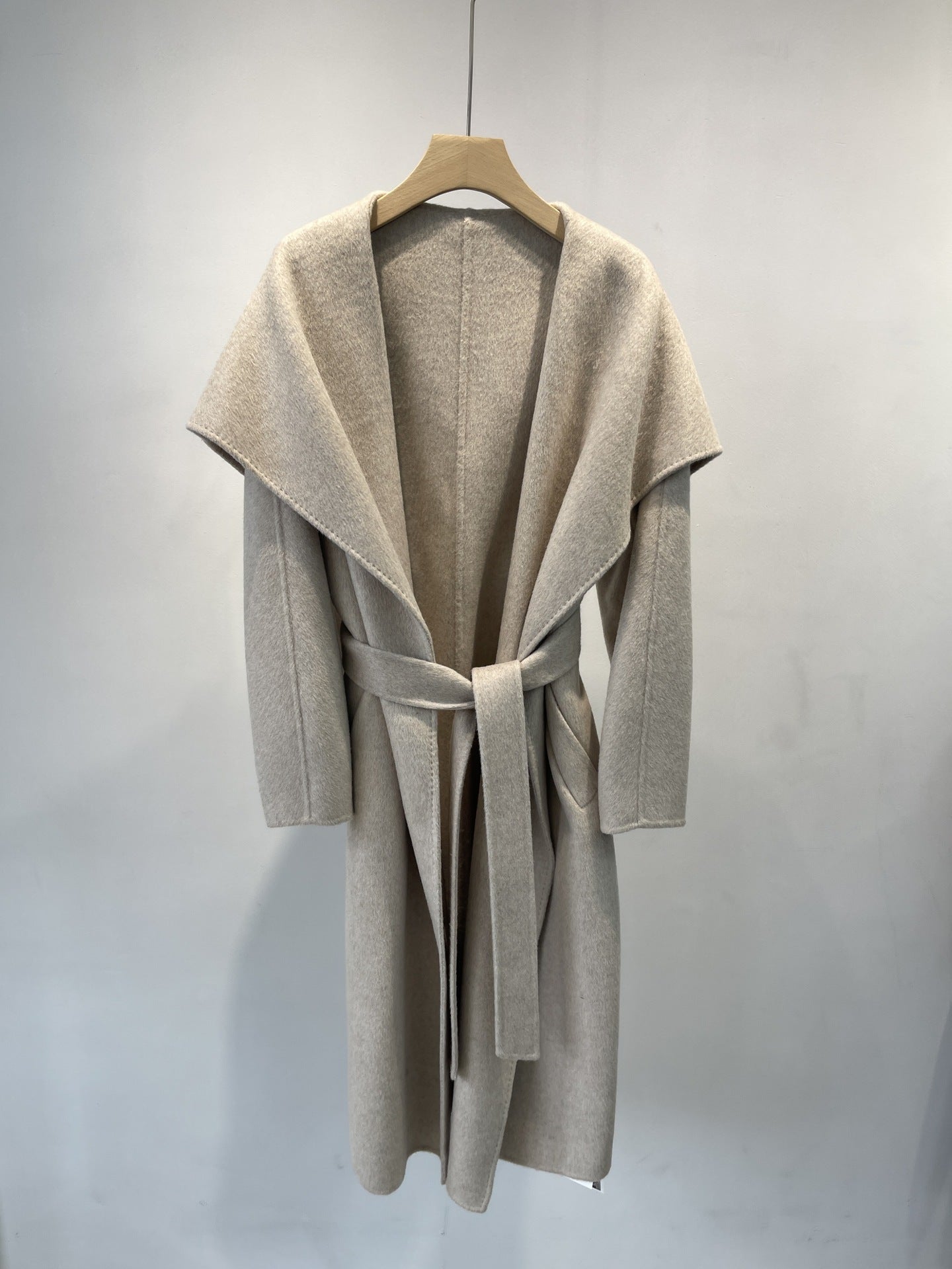 Women Long Double-Sided Wool Coat with Tie Waist for Autumn Winter - Sainiya Eco Wear