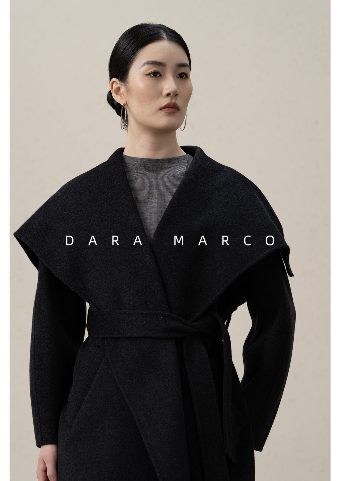 Women Long Double-Sided Wool Coat with Tie Waist for Autumn Winter - Sainiya Eco Wear