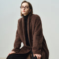 Women Wool Bathrobe Coat | Long Tie Waist Australian Wool Overcoat - Sainiya Eco Wear