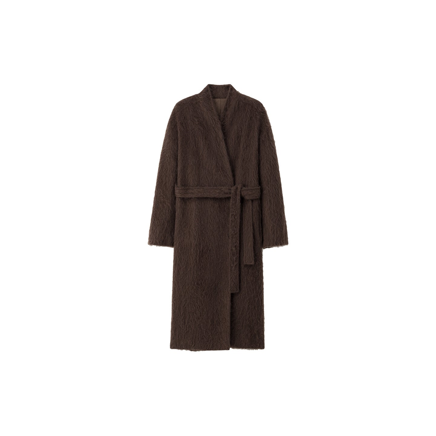 Women Wool Bathrobe Coat | Long Tie Waist Australian Wool Overcoat - Sainiya Eco Wear