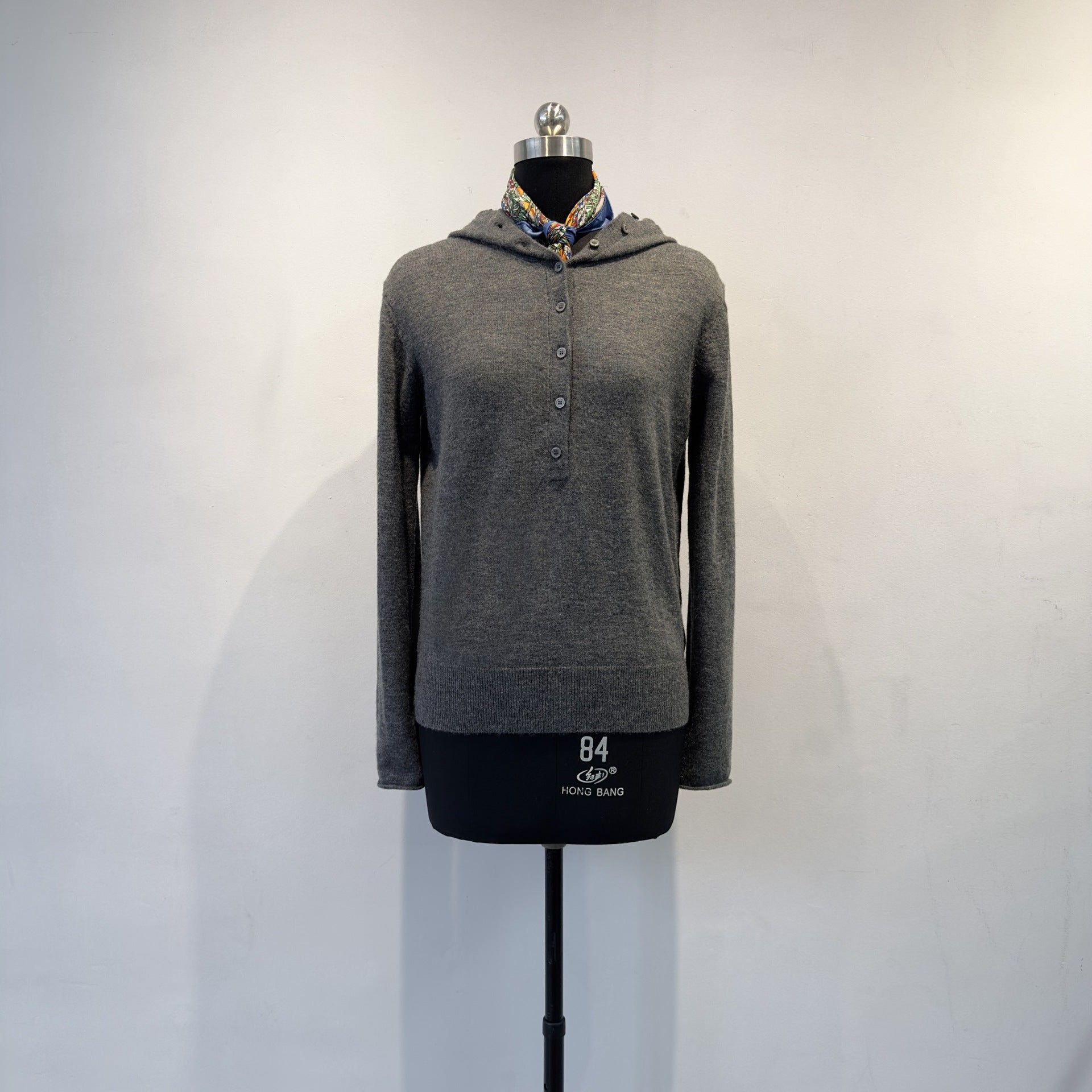 women wool half zip hooded sweater