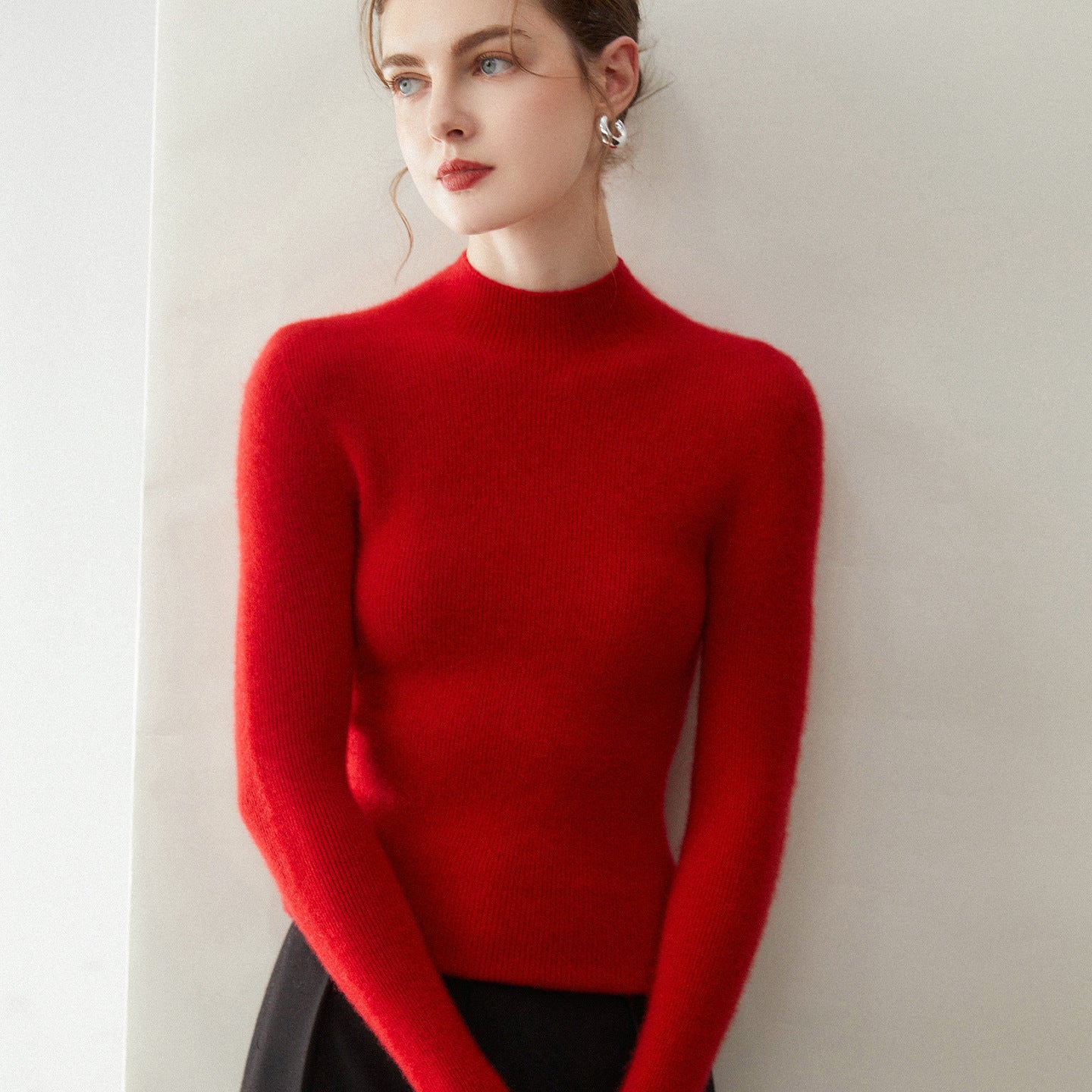 Women’s Baby Cashmere Slim Rib-Knit Sweater - Sainiya Eco Wear