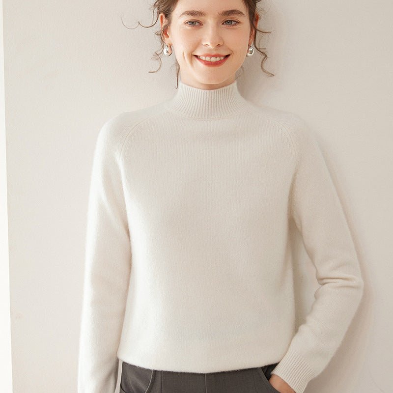 Women’s Heavyweight Pure Cashmere Half-Turtleneck Sweater - Sainiya Eco Wear