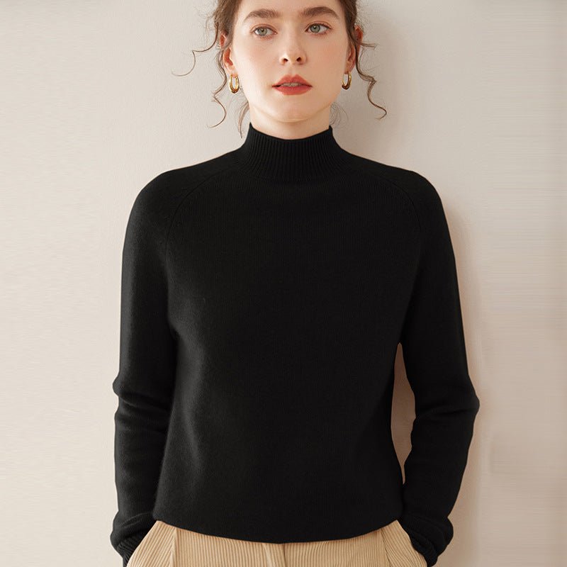 Women’s Heavyweight Pure Cashmere Half-Turtleneck Sweater - Sainiya Eco Wear