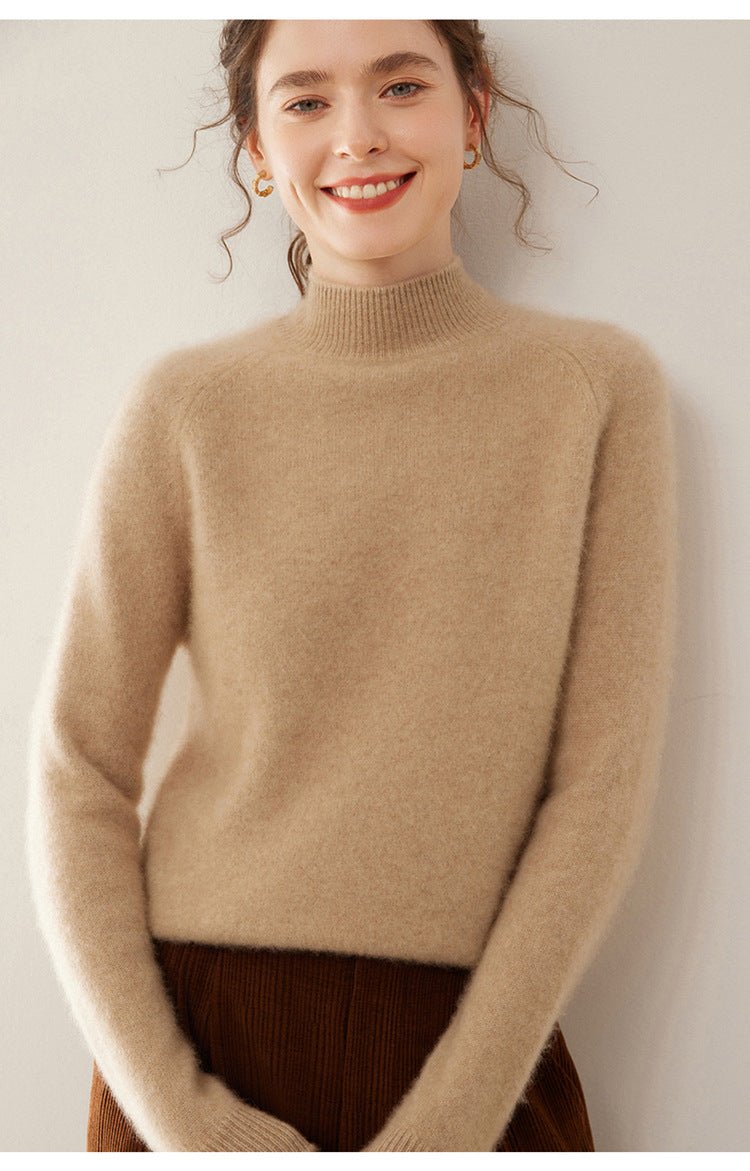 Women’s Heavyweight Pure Cashmere Half-Turtleneck Sweater - Sainiya Eco Wear