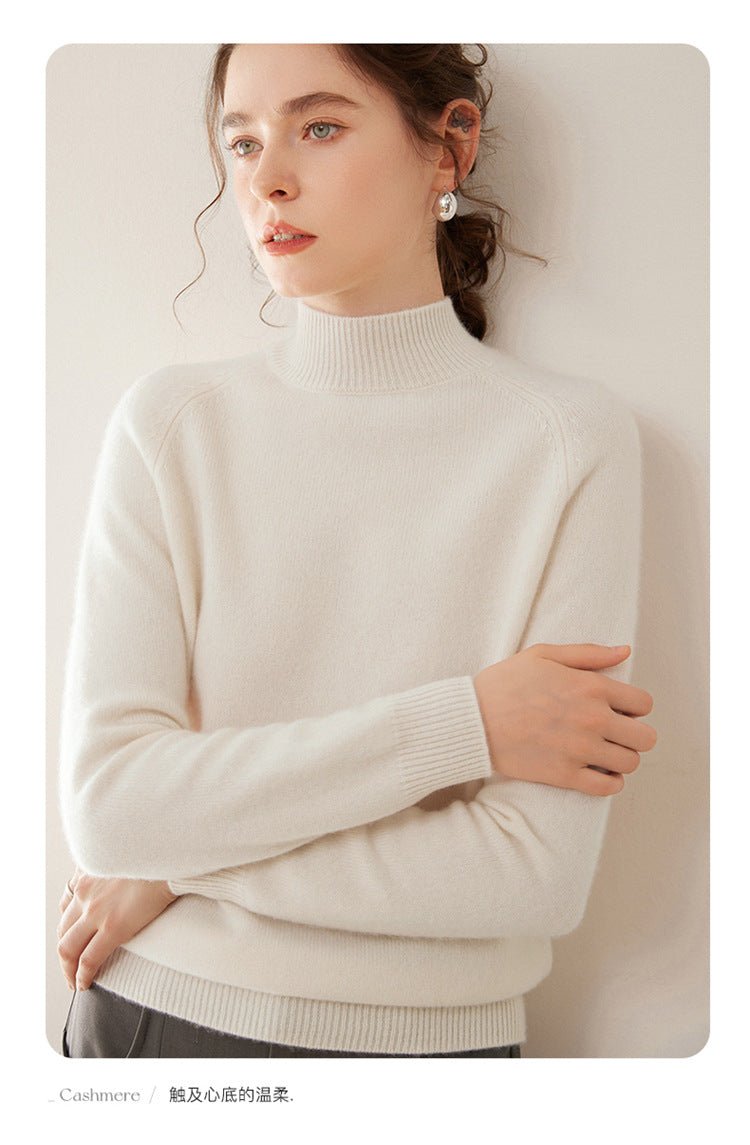 Women’s Heavyweight Pure Cashmere Half-Turtleneck Sweater - Sainiya Eco Wear