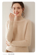 Women’s Heavyweight Pure Cashmere Half-Turtleneck Sweater - Sainiya Eco Wear
