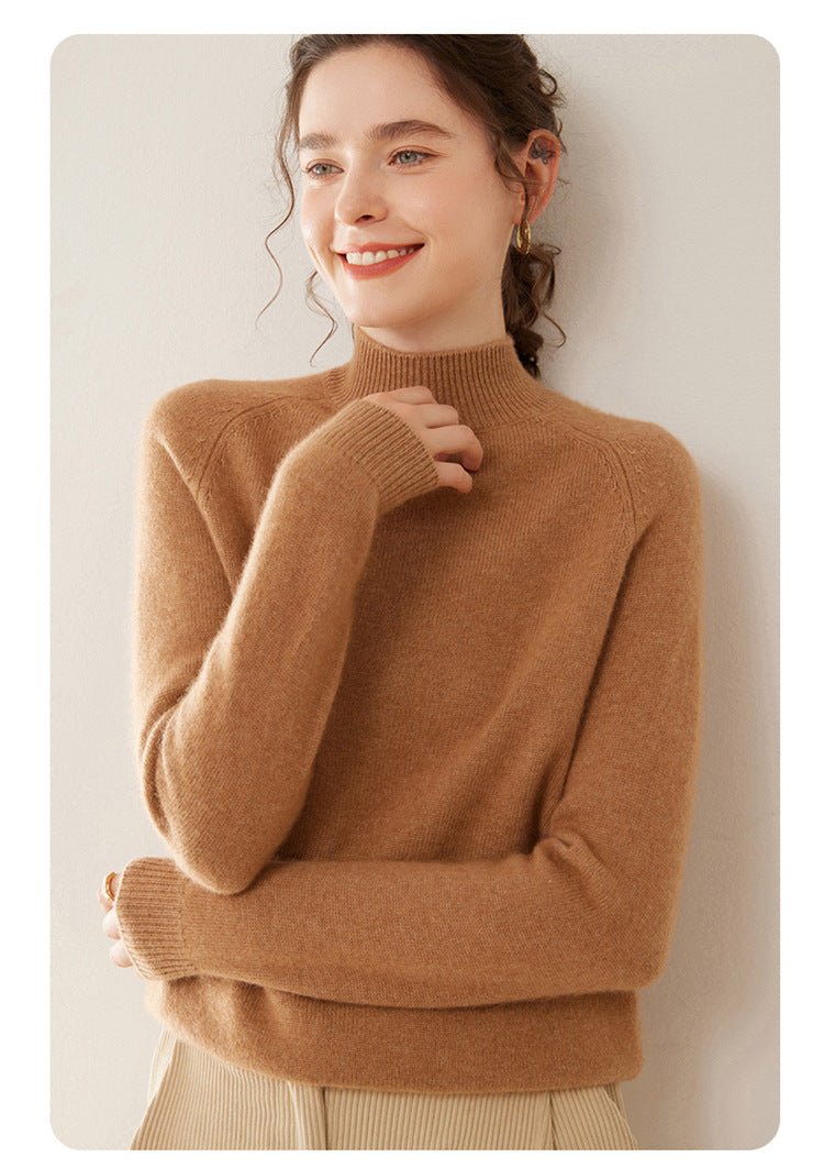 Women’s Heavyweight Pure Cashmere Half-Turtleneck Sweater - Sainiya Eco Wear