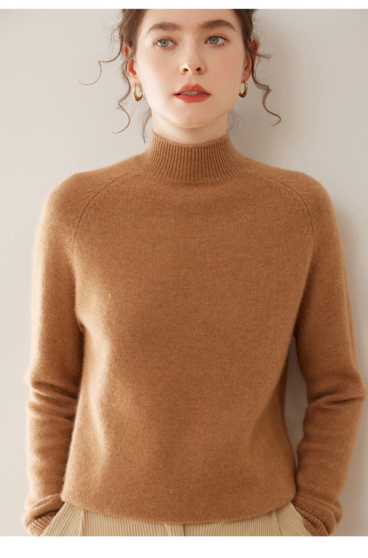 Women’s Heavyweight Pure Cashmere Half-Turtleneck Sweater - Sainiya Eco Wear