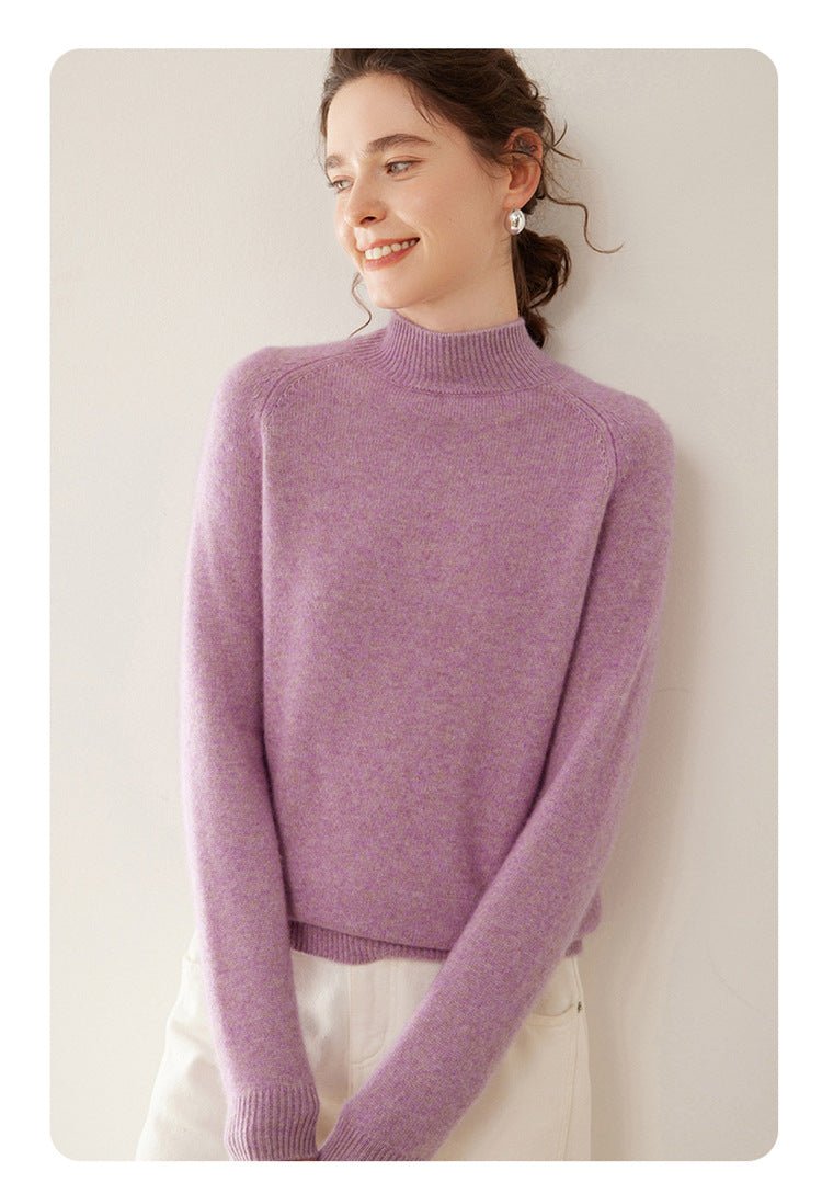Women’s Heavyweight Pure Cashmere Half-Turtleneck Sweater - Sainiya Eco Wear