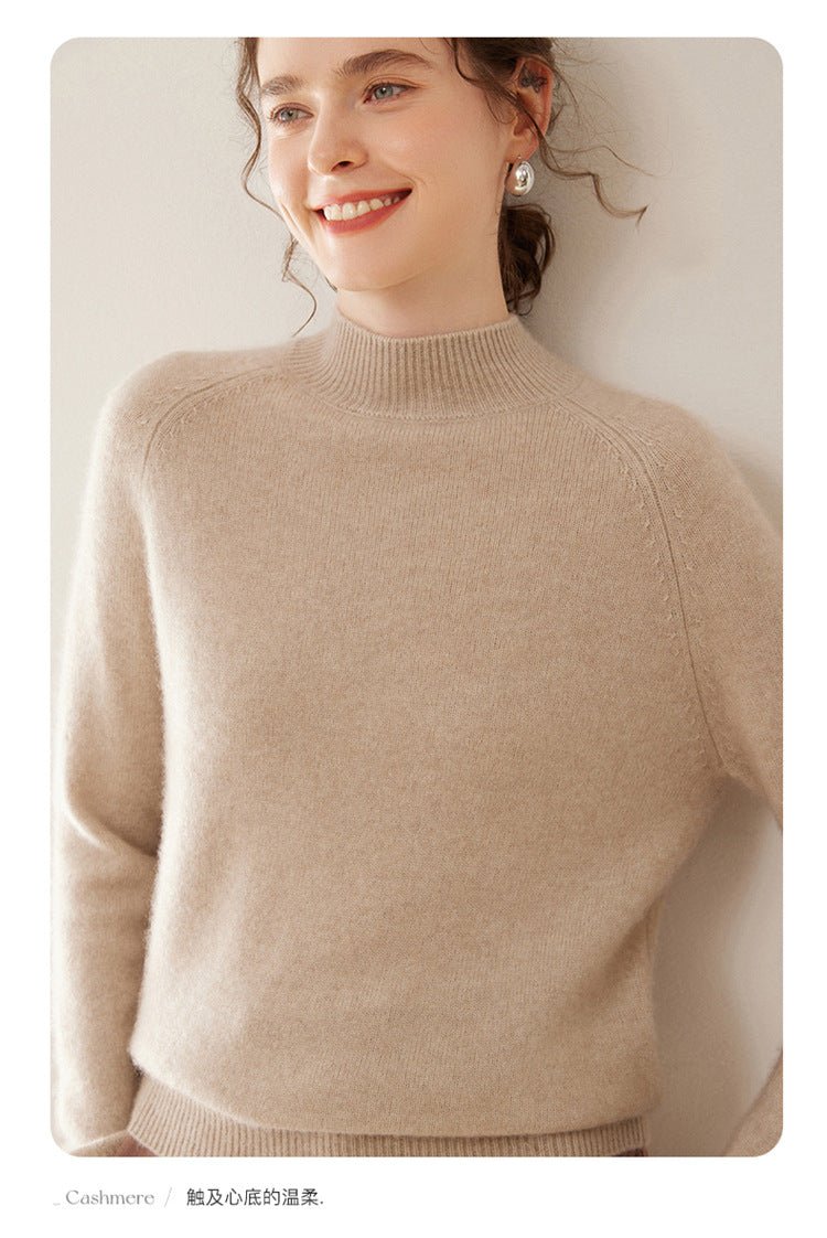 Women’s Heavyweight Pure Cashmere Half-Turtleneck Sweater - Sainiya Eco Wear