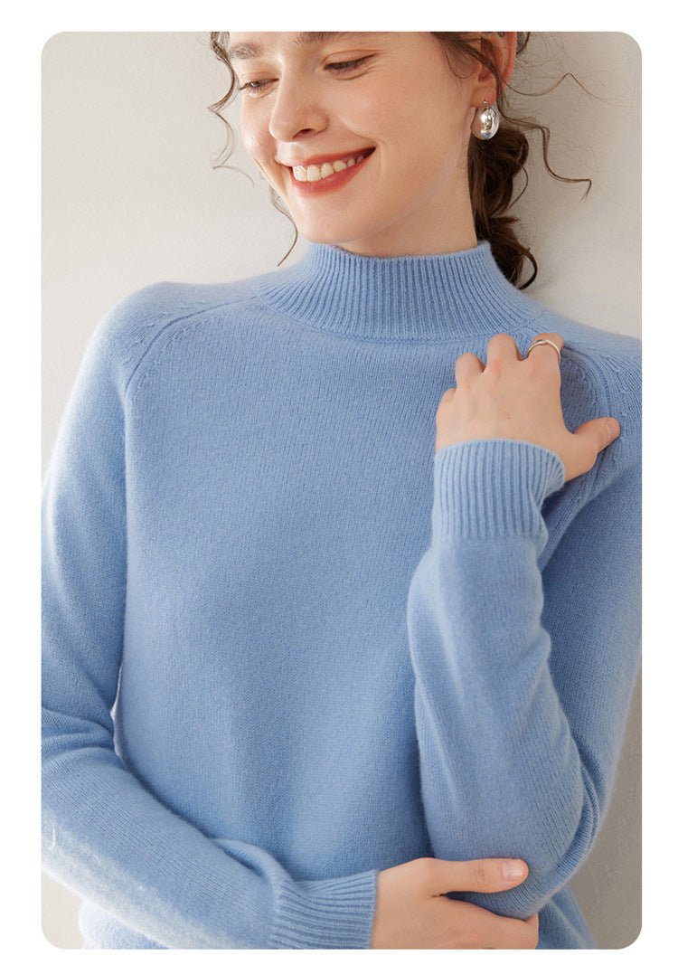 Women’s Heavyweight Pure Cashmere Half-Turtleneck Sweater - Sainiya Eco Wear