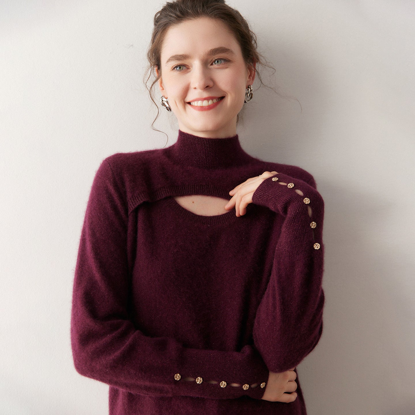 Women’s Lightweight Pure Cashmere Half-Turtleneck Knit - Sainiya Eco Wear